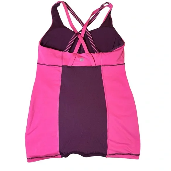 Lululemon Pink & Purple Stripe Power Y Racerback Tank – Size 2 - Picture 1 of 5